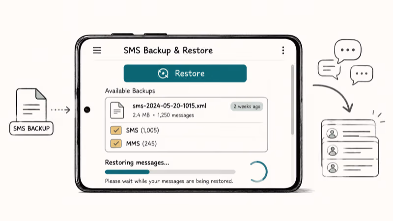 Android phone restoring messages from an SMS Backup file