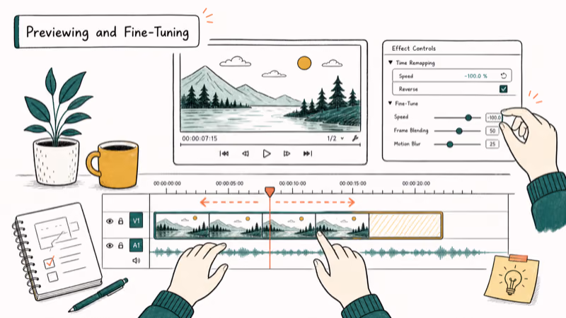 Hand-drawn illustration: Previewing and Fine-Tuning