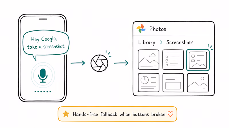 Motorola Google Assistant voice command Hey Google take a screenshot flow to Photos folder