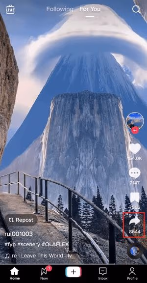 tap on the "Share" icon