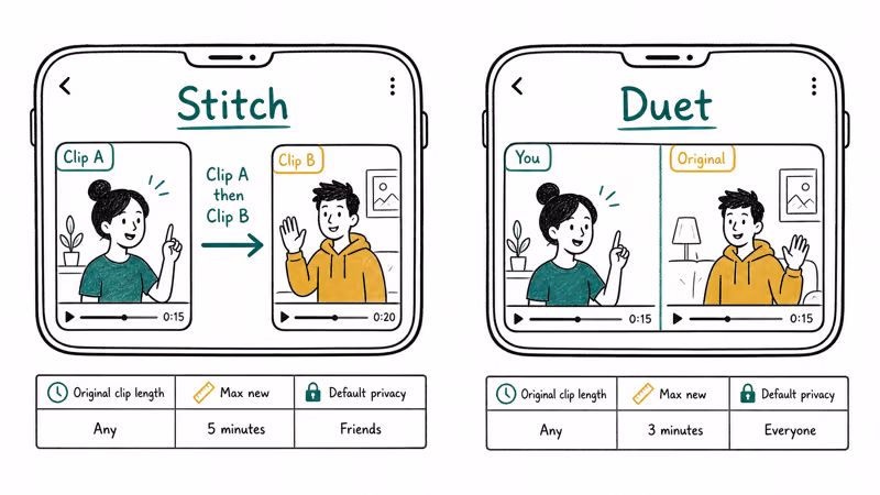 Stitch sequential layout versus Duet side by side split screen layout compared visually