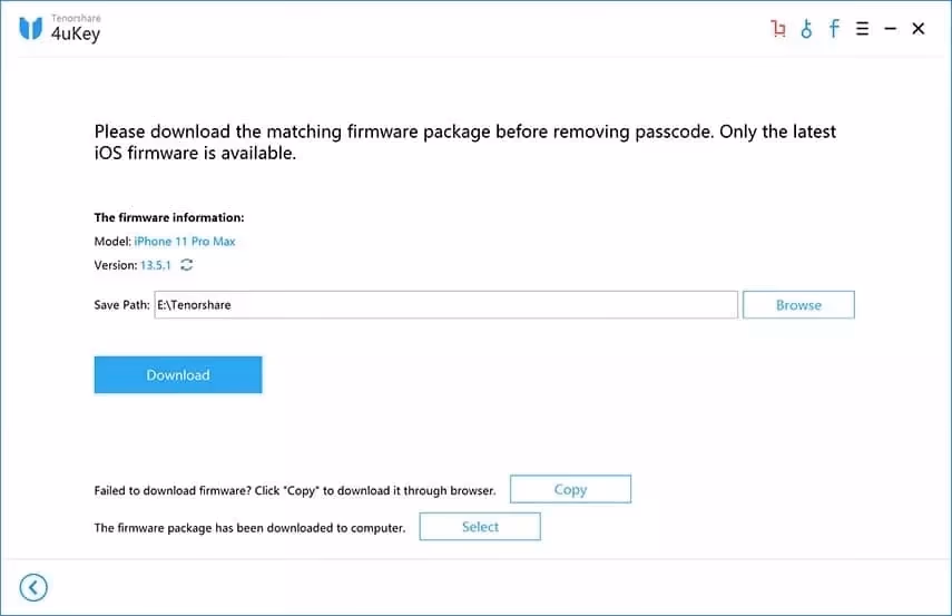 Tenorshare 4uKey - Download Firmware