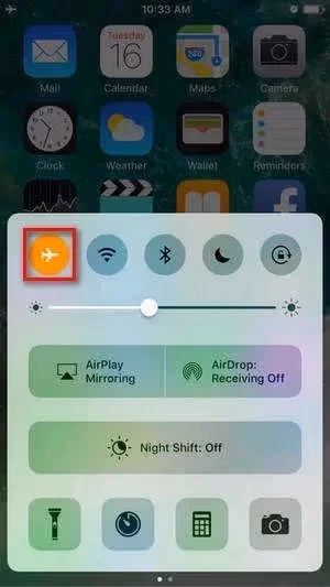 Turning on Airplane Mode through the Home Screen and Lock Screen