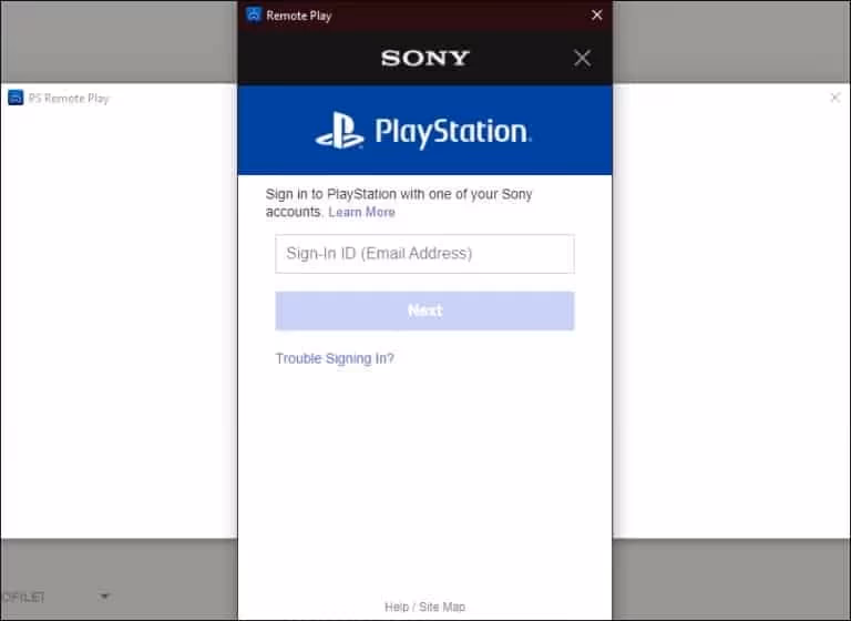 Log in PS4 Remote Play