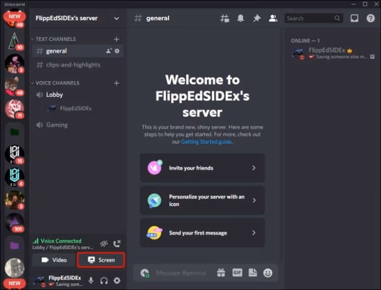 Select the Screen option