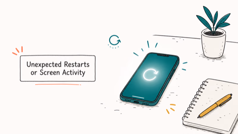 Hand-drawn illustration: Unexpected Restarts or Screen Activity