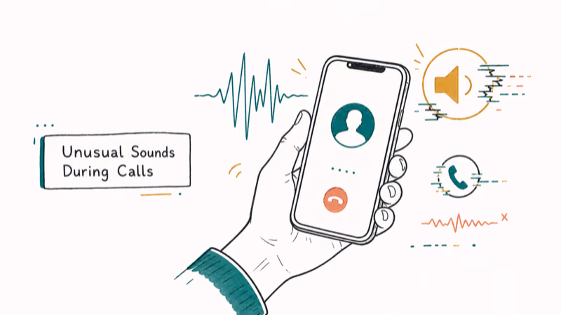 Hand-drawn illustration: Unusual Sounds During Calls