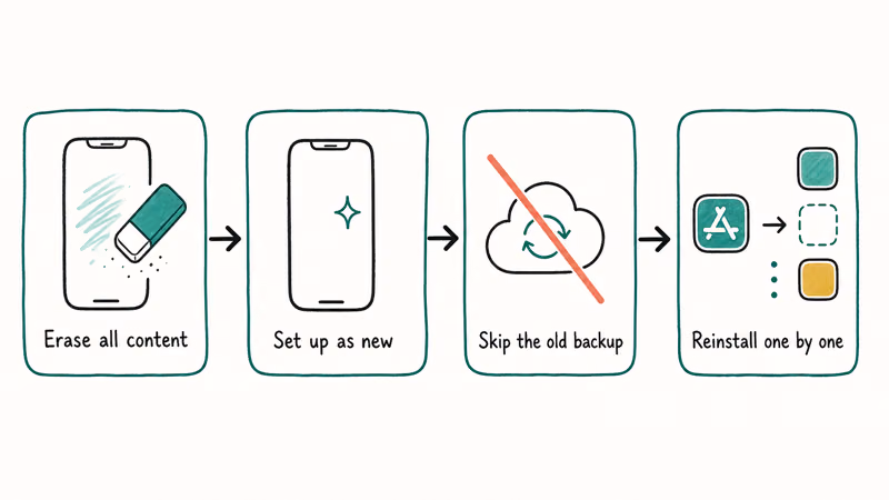 Flowchart of erasing a phone and setting it up as new again