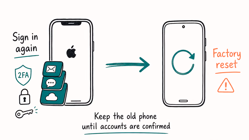 Signing into reinstalled iPhone apps before factory resetting the old Android phone