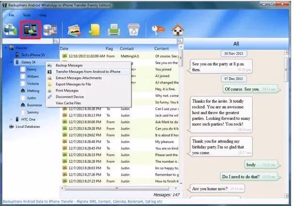 transfer WhatsApp from Android to iPhone with BackupTrans