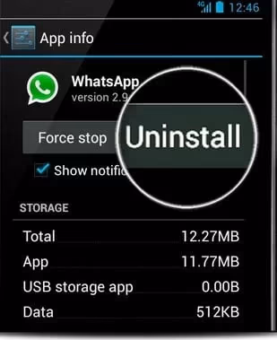 Uninstall WhatsApp