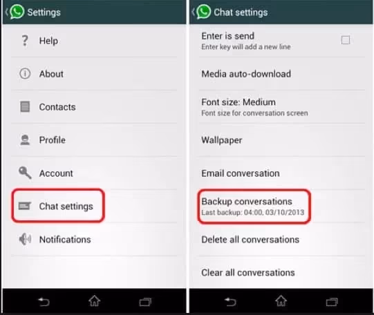transfer WhatsApp from Android to iPhone through WhatsApp Backup