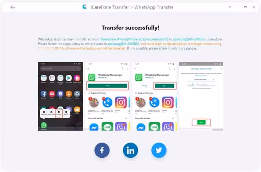 transfer Whatsapp successfully