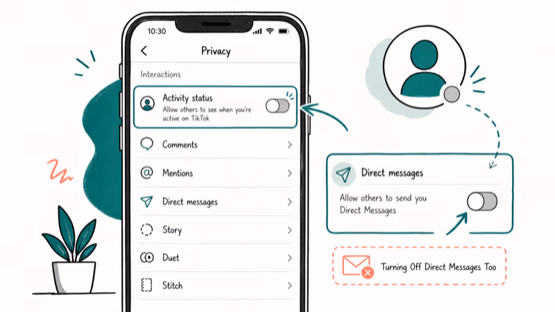 Hand-drawn illustration: Turning Off Direct Messages Too