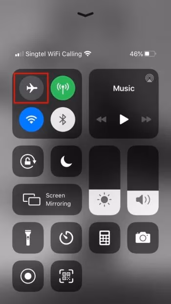 Airplane Mode on Control Center