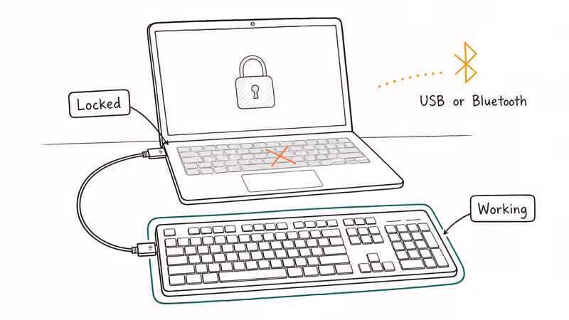 Dell laptop using external USB keyboard as a temporary fix