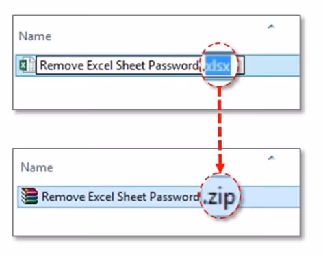 Make changes in the file name extension from .xlsx format to .zip format