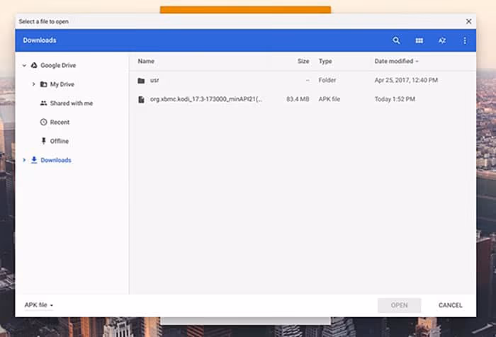 Install Kodi on Chromebook ARC Welder