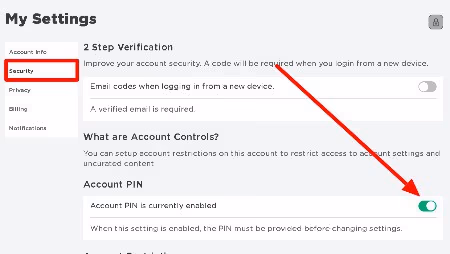 Turn off Account PIN