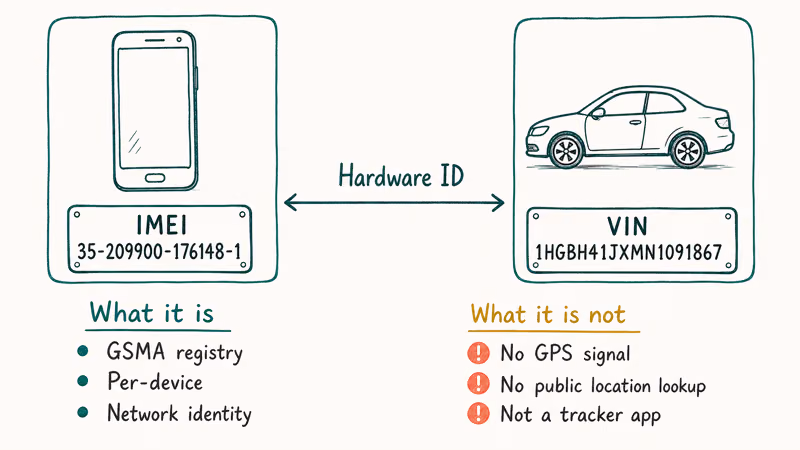 IMEI is a 15-digit hardware ID similar to a vehicle VIN