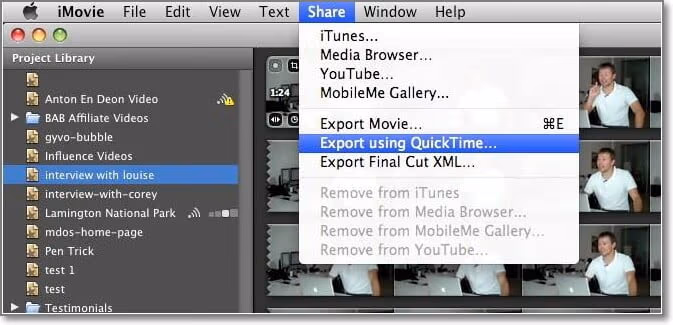 Open iMovie and Export Your File