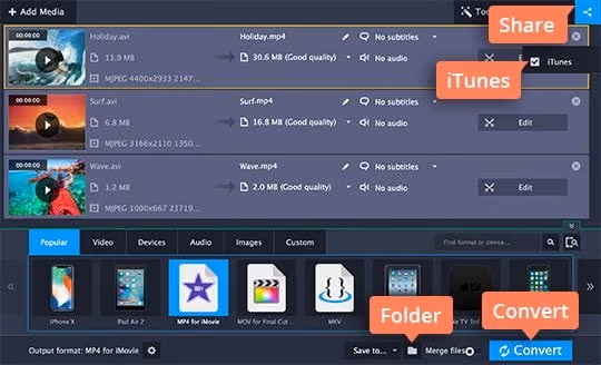 Import MP4 into iMovie with Movavi Video Converter