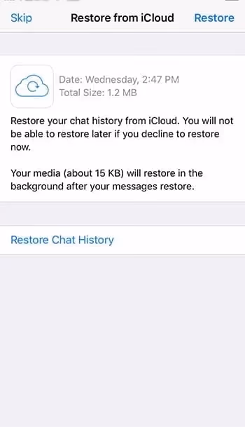 Restore WhatsApp Chat from iCloud