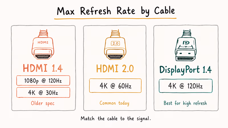 Comparison of HDMI and DisplayPort resolution and refresh rate limits