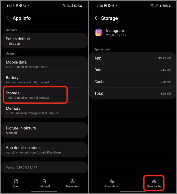 Clear Instagram Cache