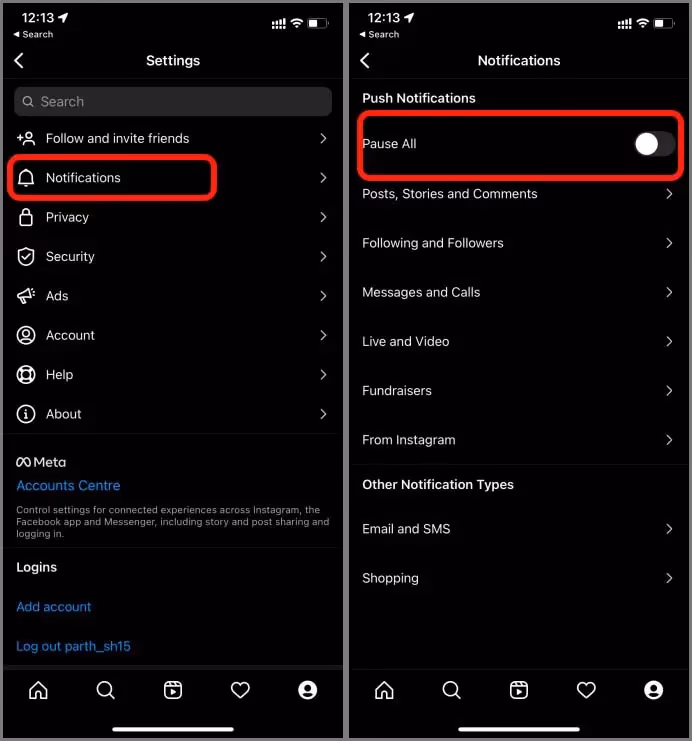Verify Instagram App Settings