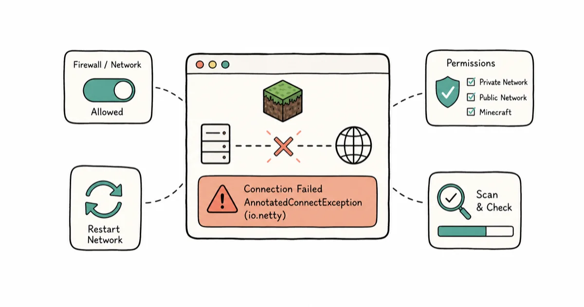 Fix Minecraft AnnotatedConnectException (io.netty) cover image