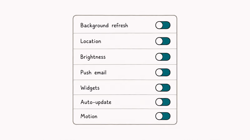 Checklist of seven iPhone settings toggles that reduce iOS 27 beta battery drain