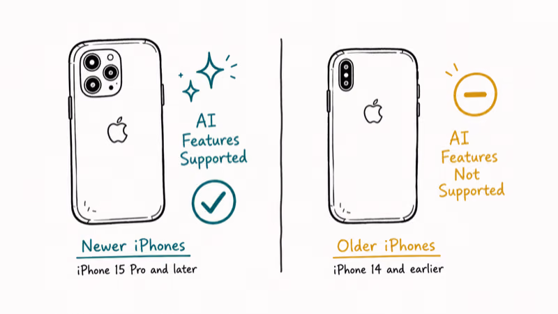 iPhone 15 Pro and newer getting Safari AI tab features while older models don't