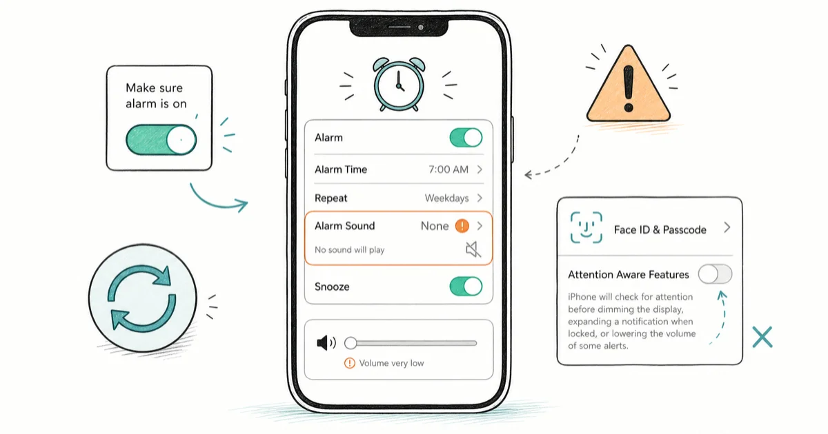 iPhone Alarm Not Going Off: 8 Fixes That Actually Work cover image
