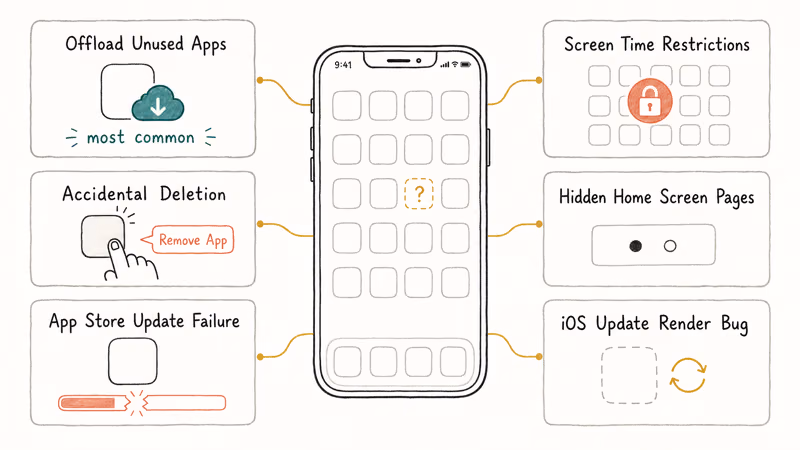 Six causes that make iPhone apps disappear from home screen and search