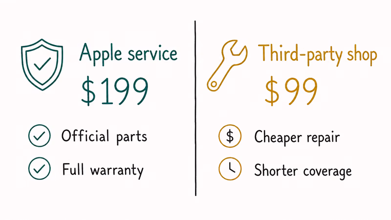 Comparison of Apple service versus third-party iPhone battery replacement options