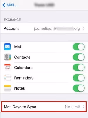 Change Mail Settings to No Limit to fix iPhone Emails Disappeared