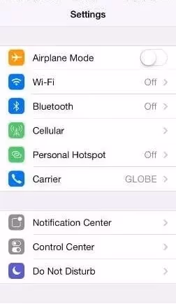 turn off airplane mode