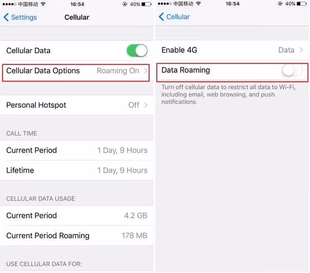 turn off data roaming