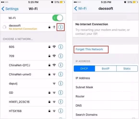 Remove the Wi-Fi network