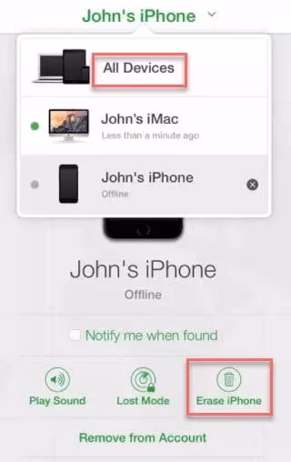 iCloud Find My iPhone