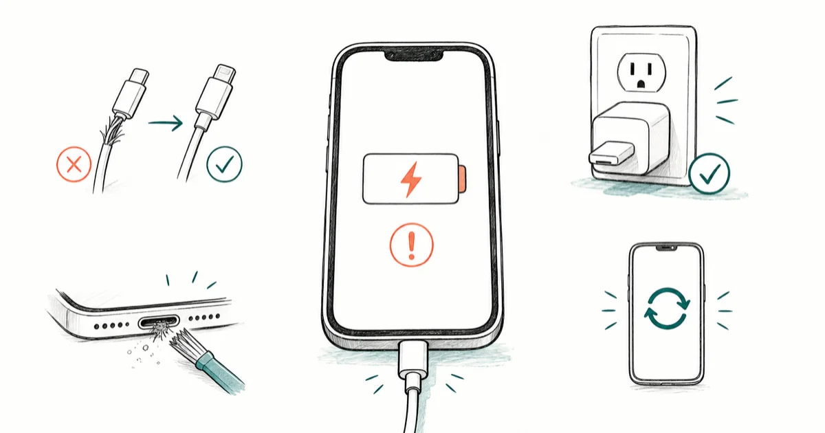 iPhone Not Charging When Plugged In? 9 Fixes (2026) cover image