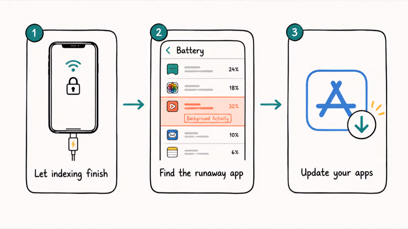 Three numbered steps to fix an iPhone overheating after the iOS 27 update