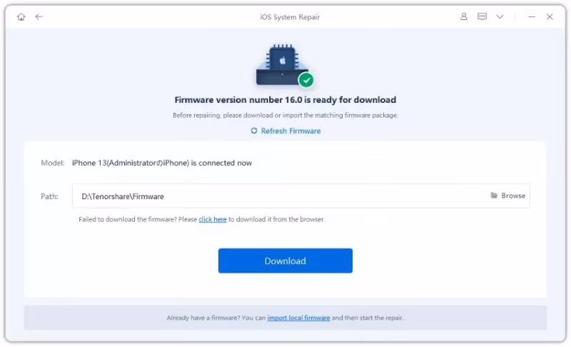 Tenorshare ReiBoot - Download Firmware Package
