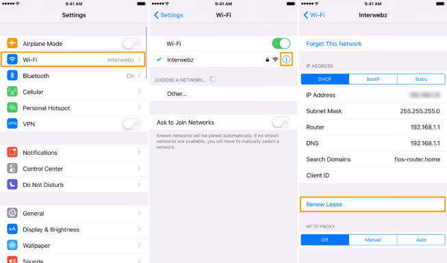Renew lease iOS Wi-Fi