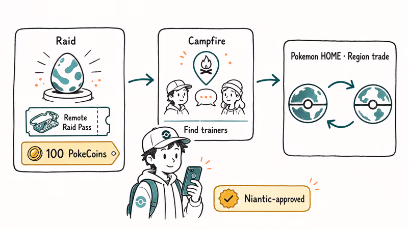 Three Niantic-approved remote tools cover raids, groups, and region trades