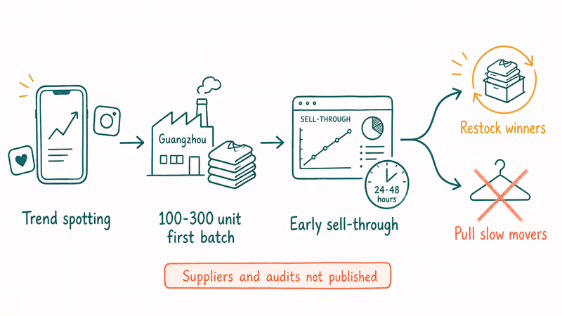 Cider small batch supply chain flow from trend spotting through sales tracking to restock