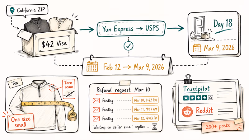 California buyer test order tracks Emmiol shipping fit and refund timing across February 2026