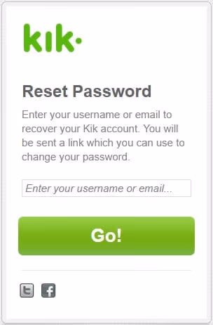 Kik Reset Password using the Email 