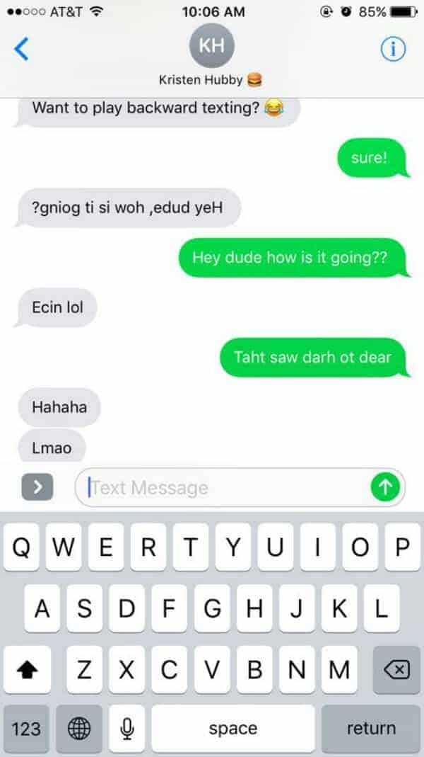 Backward Texting